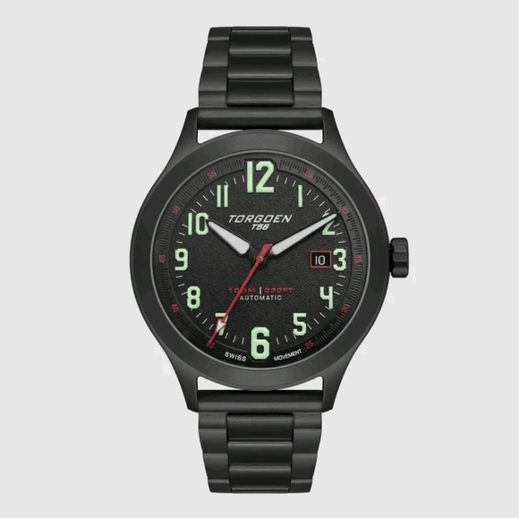 Torgoen TN-1298T56 Automatic 44mm Black Steel Strap Watch NEW